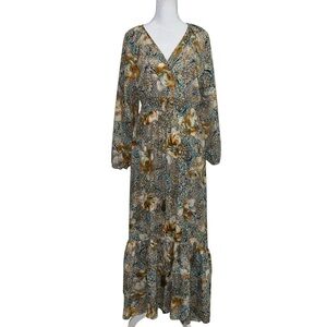 Chaudry Boho Prairie Cottage Floral Maxi Long Sleeve Dress size Medium